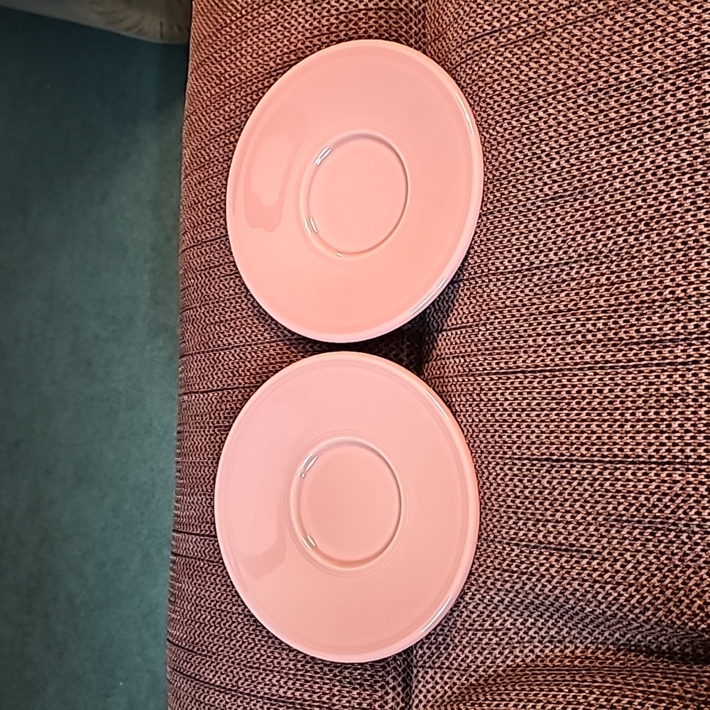 Fiesta Homer Laughlin China Rose Pink Jumbo Saucers. Set of 2. EUC.